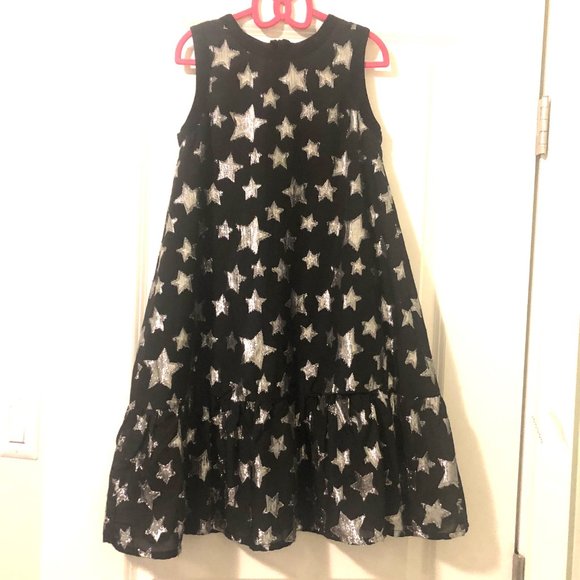 SLICE Silver Sparkly Star Pattern Sleeveless Girl Dress Made in Canada Sz 11/12 - Picture 4 of 4